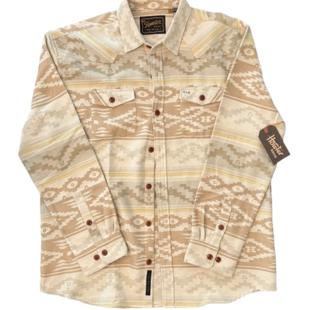 Howler Brothers Tan and Cream Casual Button Down Shirt